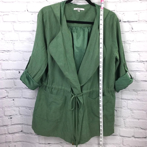 Papaya Women's Lightweight Hooded 3/4 Roll Up Long Sleeve Green Jacket M - Picture 9 of 11
